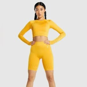 Gymshark - Glow Seamless Yellow Biker Shorts, High Waisted - Size S